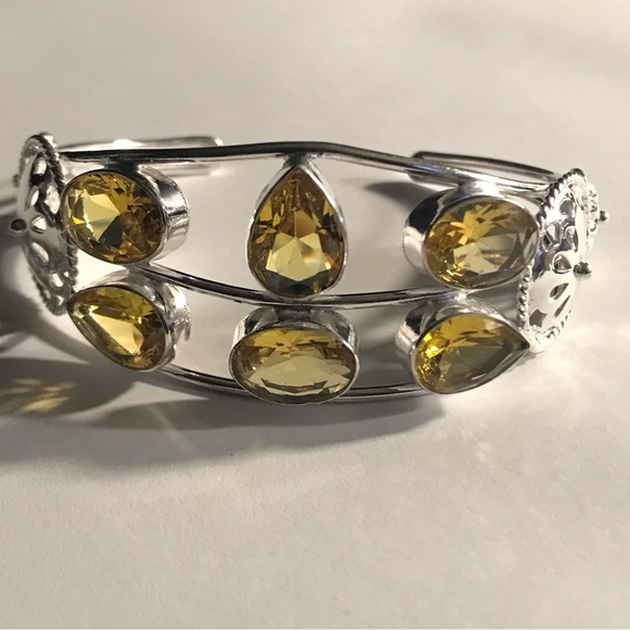 Citrine 925 Sterling Silver Cuff Bracelet